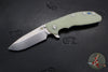 Hinderer XM-24 4.0"- Spearpoint- Stonewash Blue Ti And Translucent Green G-10 Handle- Stonewash Finish S45VN Blade