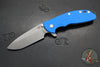 Hinderer XM-24 4.0"- Spearpoint- Working Finish Ti And Blue G-10 Handle- Working Finish S45VN Blade