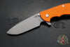 Hinderer XM-24 4.0"- Spearpoint- Working Finish Ti And Orange G-10 Handle- Working Finish S45VN Blade