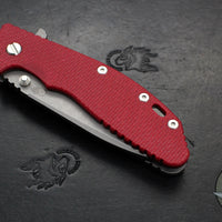 Hinderer XM-24 4.0"- Spearpoint- Working Finish Ti And Red G-10 Handle- Working Finish S45VN Blade
