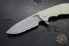 Hinderer XM-24 4.0"- Spearpoint- Working Finish Ti And Translucent Green G-10 Handle- Working Finish S45VN Blade