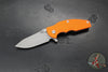 Hinderer Jurassic- Slicer Edge- Hollow Grind- Working Finish Titanium and Various G-10 Handle Scales- Working Finish Magnacut Steel Blade