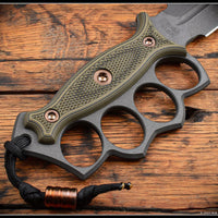 RMJ Lady Death- Knukle Duster Trench Knife! Dirty Olive G-10