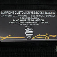 Borka- Marfione Custom Stitch- DLC Finished Frag Pattern Titanium Handle- Cracked Ice DLC Diamondwash Finished Compound Ground Blade- DLC HW