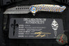 Marfione Custom Warhound Flipper- Polished And Flamed Titanium Handle- Vegas Forge Reptilian Damascus Blade- Blue Hardware