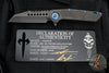 Marfione Custom Warhound Folder- Black DLC Bark Finished Titanium Handle- Two-Tone DLC Apocalyptic Blade- Blue Titanium Hardware 391-MCK DLCBARKBLUE