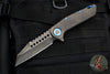 Marfione Custom Warhound Folder- Black DLC Bark Finished Titanium Handle- Two-Tone DLC Apocalyptic Blade- Blue Titanium Hardware 391-MCK DLCBARKBLUE