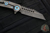 Marfione Custom Warhound Folder- Black DLC Bark Finished Titanium Handle- Two-Tone DLC Apocalyptic Blade- Blue Titanium Hardware 391-MCK DLCBARKBLUE