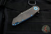 Marfione Custom Warhound Folder- Black DLC Bark Finished Titanium Handle- Two-Tone DLC Apocalyptic Blade- Blue Titanium Hardware 391-MCK DLCBARKBLUE