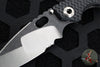 Mick Strider Custom SnG Folder- Drop Point- Nightmare Grind- SERRATED And Scalloped- Blackened Flats- Black Tire Tread G-10 And Flamed Titanium Handle