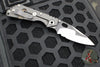 Mick Strider Custom SnG Folder- Drop Point- Nightmare Grind- SERRATED And Scalloped- Blackened Flats- Black Tire Tread G-10 And Flamed Titanium Handle