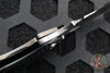 Mick Strider Custom SnG Folder- Drop Point- Nightmare Grind- SERRATED And Scalloped- Blackened Flats- Black Tire Tread G-10 And Flamed Titanium Handle