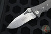 Vintage 04/2004 Microtech MTX-2 Dual Action Knife- One Piece Carbon Fiber Handle- Stonewash Part Serrated Blade