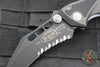 Vintage 12/1999 Microtech Vector- Manual- Black Handle- Black Part Serrated Blade