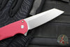 Protech Malibu Flipper- Reverse Tanto- Textured Red Handle- Stonewash Magnacut Blade- Gold Lip Pearl Button 5405 LTD-RED