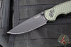 Protech TR-3 Integrity- Manual Button Lock Knife- Relic Pattern Green Handle- Black DLC S35VN Steel Blade  INT106-GREEN