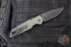 Protech TR-3 Integrity- Manual Button Lock Knife- Relic Pattern Green Handle- Black DLC S35VN Steel Blade  INT106-GREEN