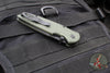 Protech TR-3 Integrity- Manual Button Lock Knife- Relic Pattern Green Handle- Black DLC S35VN Steel Blade  INT106-GREEN