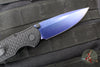 Protech TR-3 Integrity- Manual Button Lock Knife- Black Relic Pattern Handle- Sapphire Blue S35VN Steel Blade  INT106-SB