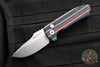 Protech Les George SBR Short Bladed Rockeye Out The Side (OTS)- Unique Striped Micarta Handle- Stonewash Blade V2