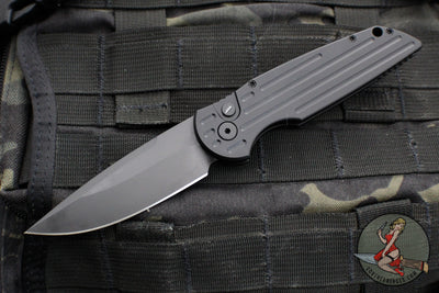 Protech TR-3 SWAT Tactical Response 3 Out The Side (OTS) Auto Knife- Operator Series- Black Grooved Handle- Black Blade- Black Hardware- Tritium Button Inlay TR-3 SWAT Operator