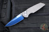 Protech TR-3 Integrity- Manual Button Lock Knife- Relic Pattern Blasted/Stonewashed Steel Handle- Sapphire Blue S35VN Steel Blade- Abalone Button 2024 Custom 003