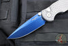Protech TR-3 Integrity- Manual Button Lock Knife- Relic Pattern Blasted/Stonewashed Steel Handle- Sapphire Blue S35VN Steel Blade- Abalone Button 2024 Custom 003