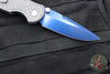 Protech TR-3 Integrity- Manual Button Lock Knife- Relic Pattern Blasted/Stonewashed Steel Handle- Sapphire Blue S35VN Steel Blade- Abalone Button 2024 Custom 003