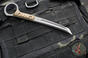 RMJ Stabby Guy- Ringed Chisel Tip- Tungsten Finished- Hyena Brown G-10- Bronze Hardware