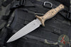 RMJ Tactical Raider Dagger Fixed Blade Combat Knife- Tungsten Finish- Hyena Brown G-10