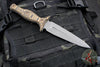 RMJ Tactical Raider Dagger Fixed Blade Combat Knife- Tungsten Finish- Hyena Brown G-10