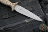 RMJ Tactical Raider Dagger Fixed Blade Combat Knife- Tungsten Finish- Hyena Brown G-10
