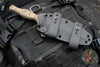 RMJ Tactical Raider Dagger Fixed Blade Combat Knife- Tungsten Finish- Hyena Brown G-10