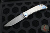 Spartan Blades- Harsey 3.25" Folder- Stonewashed Titanium- Chad Nichols Damascus Blade- Blue HW SF10DMBL