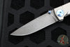 Spartan Blades- Harsey 3.25" Folder- Stonewashed Titanium- Chad Nichols Damascus Blade- Blue HW SF10DMBL