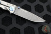 Spartan Blades- Harsey 3.25" Folder- Stonewashed Titanium- Chad Nichols Damascus Blade- Blue HW SF10DMBL