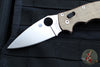 Spyderco Manix 2- Brown Micarta Handle- Satin Cruwear Plain Edge Blade C101MPCW2