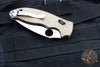 Spyderco Manix 2- Brown Micarta Handle- Satin Cruwear Plain Edge Blade C101MPCW2