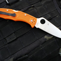 Spyderco Endura Orange Handle Satin Flat Ground Lockback Knife C10FPOR