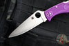 Spyderco Endura Locknack Folder- Purple Handle- Satin Flat Ground Blade C10FPPR