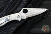 Spyderco Delica- Titanium Handle- Damascus Flat Ground Blade Lockback C11TIPD v2