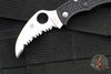 Spyderco Manbug Lockback Knife- Hawkbill Edge- Black Handle- Satin Full Serrated Blade MBHBS
