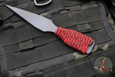 Strider Titanium Nail - Push Dagger Configuration- Blued Finish- Red/Black Cord