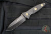 Microtech Socom Alpha- Mini- Tanto Edge- Carbon Fiber Handle- Black Full Serrated DLC Blade 114M-3 DLCCFS