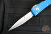 Microtech Ultratech OTF Knife- Bayonet Edge- Blue Handle- Stonewash Blade 120-10 BL