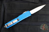 Microtech Ultratech OTF Knife- Bayonet Edge- Blue Handle- Stonewash Blade 120-10 BL