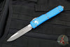 Microtech Ultratech OTF Knife- Single Edge- Blue Handle- Apocalyptic Blade 121-10 APBL