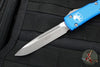 Microtech Ultratech OTF Knife- Single Edge- Blue Handle- Apocalyptic Blade 121-10 APBL