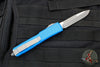 Microtech Ultratech OTF Knife- Single Edge- Blue Handle- Apocalyptic Blade 121-10 APBL