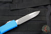 Microtech Ultratech OTF Knife- Single Edge- Blue Handle- Apocalyptic Blade 121-10 APBL